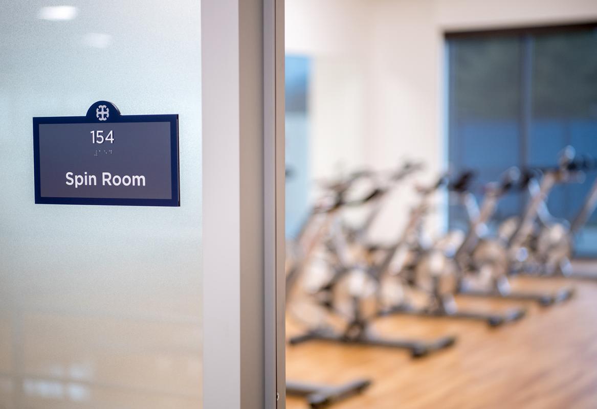 Dedicated spin class room.