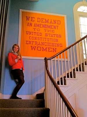 Laura poses at the Sewall-Belmont House in Washington, D.C., home of the National Women's Party.